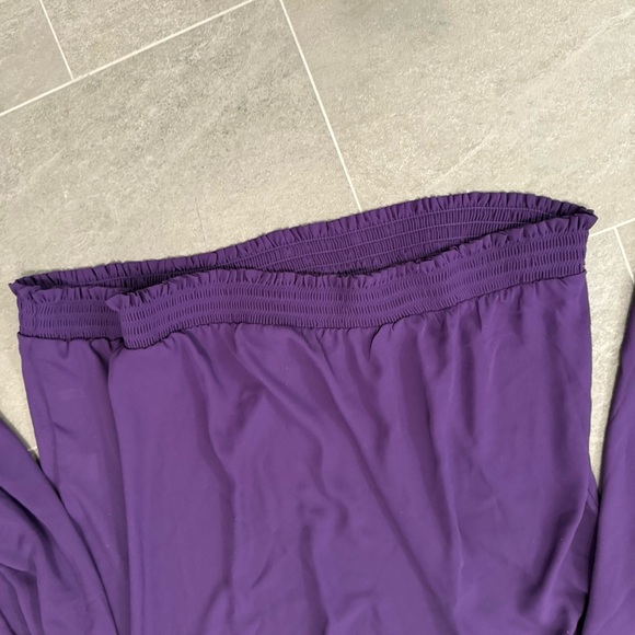 New York & Company Purple Blouse with Mandarin Collar and Relaxed Fit - Picture 4 of 7